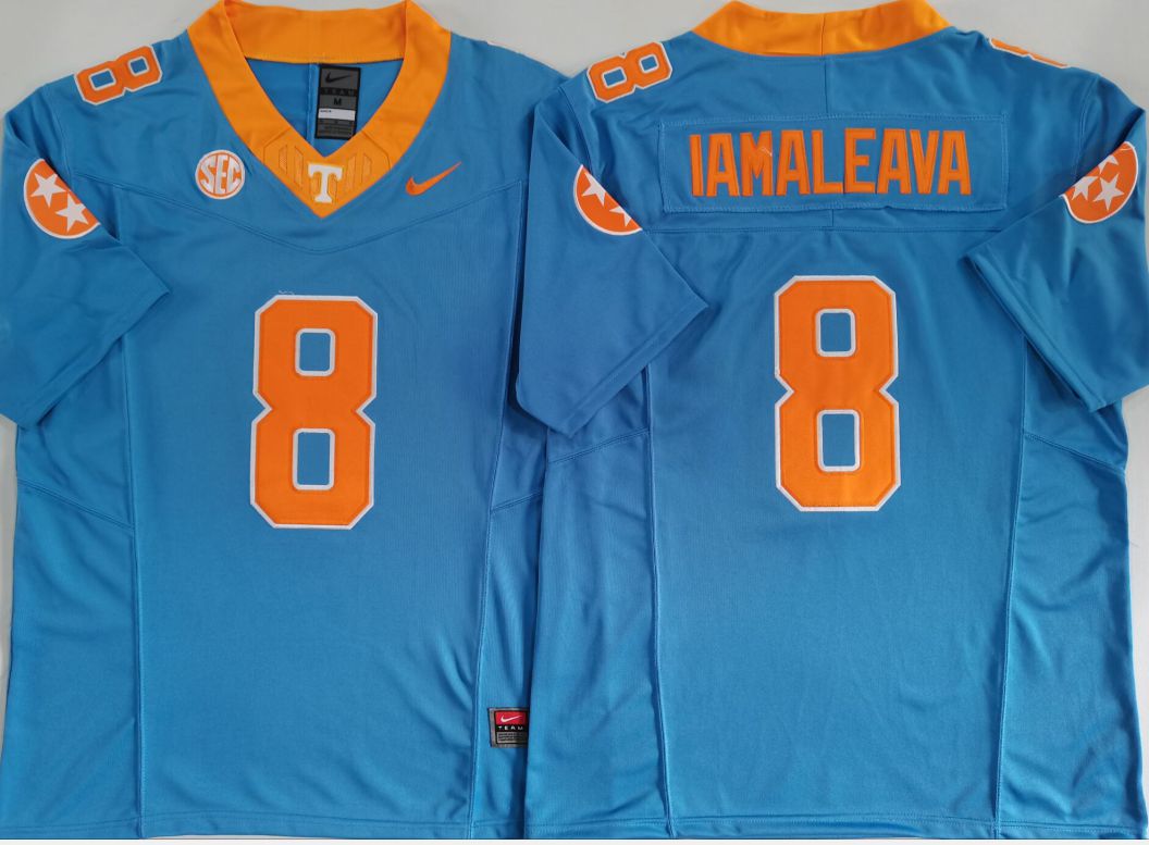 Men Tennessee Volunteers #8 Iamaleava Light Blue Nike 2025 NCAA Jersey-0